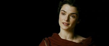 Movie still from “Agora” (2009), directed by Alejandro Amenábar – A person wearing a dress; Close Up shot, Over the shoulder angle