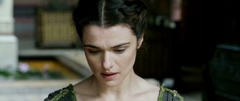 Movie still from “Agora” (2009), directed by Alejandro Amenábar – A person wearing a dress; Close Up shot, High angle