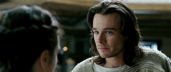 Movie still from “Agora” (2009), directed by Alejandro Amenábar – A person with long brown hair; Close Up shot, Over the shoulder angle