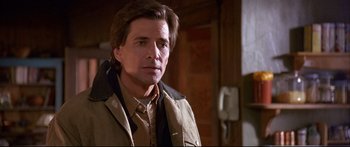 Movie still from “Alaska” (1996), directed by Fraser C. Heston – A person wearing a jacket; Close Up shot, Over the shoulder angle