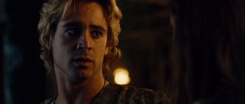 Movie still from “Alexander” (2004), directed by Oliver Stone – A person wearing a shirt; Close Up shot, Over the shoulder angle