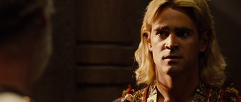 Movie still from “Alexander” (2004), directed by Oliver Stone – A person with blonde hair; Close Up shot, Low angle