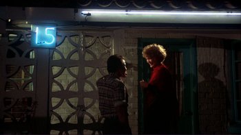 Movie still from “Alice Doesn't Live Here Anymore” (1974), directed by Martin Scorsese – A man and a woman standing next to each other; Wide shot, Over the shoulder angle