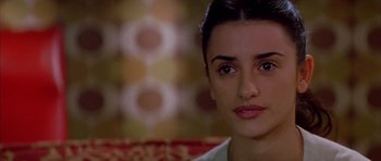 Movie still from “All About My Mother” (1999), directed by Pedro Almodóvar – A woman's face in a room; Close Up shot, High angle