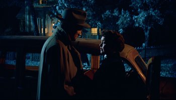 Movie still from “All That Heaven Allows” (1955), directed by Douglas Sirk – A man and a woman in a car at night; Medium shot, Low angle