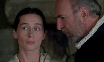 Movie still from “Tous les matins du monde” (1991), directed by Alain Corneau – A man and a woman looking at one another; Close Up shot, Over the shoulder angle