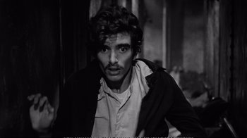 Movie still from “America America” (1963), directed by Elia Kazan – Black and white photograph of a young man with a beard; Close Up shot, High angle