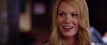Movie still from “American Wedding” (2003), directed by Jesse Dylan – A person with blonde hair; Close Up shot, Over the shoulder angle