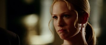 Movie still from “American Wedding” (2003), directed by Jesse Dylan – A person with blonde hair; Close Up shot, Over the shoulder angle