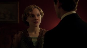 Movie still from “An Inspector Calls” (2015), directed by Raymond Pak-Ming Wong – A man and a woman are looking at one another; Close Up shot, Over the shoulder angle