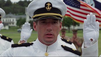 Movie still from “An Officer and a Gentleman” (1982), directed by Taylor Hackford – A person wearing a uniform; Close Up shot, Low angle
