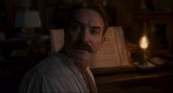 Movie still from “An Officer and a Spy” (2019), directed by Roman Polanski – A person with a mustache; Close Up shot, Low angle