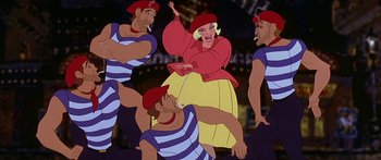 Movie still from “Anastasia” (1997), directed by Gary Goldman – A group of people that are standing in a room; Medium shot, Low angle