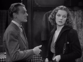 Movie still from “Angels with Dirty Faces” (1938), directed by Michael Curtiz – A man and a woman talking to each other; Medium shot, Over the shoulder angle