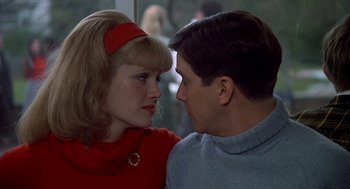 Movie still from “National Lampoon's Animal House” (1978), directed by John Landis – A man and a woman looking at one another; Close Up shot, Low angle