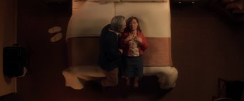 Movie still from “Anomalisa” (2015), directed by Duke Johnson – A couple of people that are on a bed; Wide shot, Overhead angle