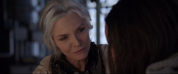 Movie still from “Ant-Man and the Wasp” (2018), directed by Peyton Reed – An older woman with white hair talking to a younger woman; Close Up shot, Over the shoulder angle