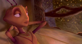 Movie still from “Antz” (1998), directed by Tim Johnson – An image of an animated character looking out of a window; Close Up shot, High angle