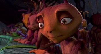 Movie still from “Antz” (1998), directed by Tim Johnson – A cartoon character with a lot of eyes; Close Up shot, High angle