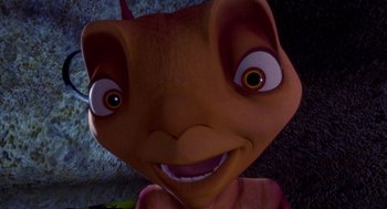 Movie still from “Antz” (1998), directed by Tim Johnson – The face of an animated character; Extreme Close Up shot, High angle