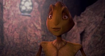 Movie still from “Antz” (1998), directed by Tim Johnson – A character's face in a cave; Close Up shot, High angle