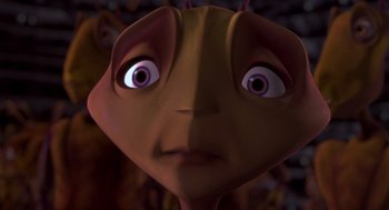 Movie still from “Antz” (1998), directed by Tim Johnson – The face of an alien creature; Extreme Close Up shot, High angle