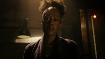 Movie still from “Snowfall” (2017), directed by Hiro Murai – A person wearing a jacket; Close Up shot, Low angle