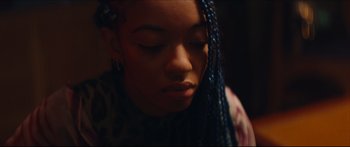 Movie still from “Archenemy” (2020), directed by Adam Egypt Mortimer – A person with their eyes closed; Close Up shot, High angle