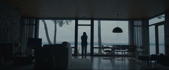Movie still from “Arrival” (2016), directed by Denis Villeneuve – A woman standing in front of a large open window; Wide shot, Low angle