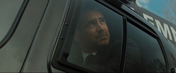 Movie still from “Artemis Fowl” (2020), directed by Kenneth Branagh – A person looking out of a car window; Close Up shot, Low angle