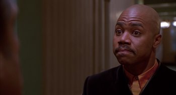 Movie still from “As Good as It Gets” (1997), directed by James L. Brooks – A man with a surprised look on his face; Close Up shot, Low angle