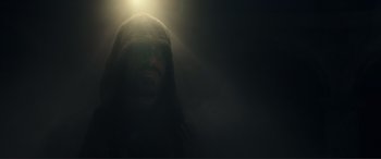 Movie still from “Assassin's Creed” (2016), directed by Justin Kurzel – A man with long hair and a beard is wearing a headdress; Close Up shot, Low angle