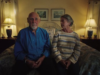 Movie still from “Some Kind of Heaven” (2020), directed by Lance Oppenheim – Medium shot, Low angle