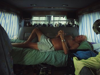 Movie still from “Some Kind of Heaven” (2020), directed by Lance Oppenheim – Wide shot, Overhead angle