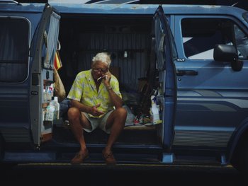 Movie still from “Some Kind of Heaven” (2020), directed by Lance Oppenheim – Wide shot, High angle