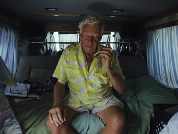 Movie still from “Some Kind of Heaven” (2020), directed by Lance Oppenheim – Medium shot, Overhead angle