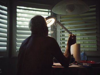 Movie still from “Some Kind of Heaven” (2020), directed by Lance Oppenheim – Medium shot, Low angle