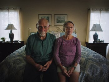 Movie still from “Some Kind of Heaven” (2020), directed by Lance Oppenheim – Medium shot, Low angle