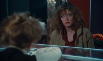 Movie still from “Atlantic City” (1980), directed by Louis Malle – A woman looking in the mirror in front of a mirror; Close Up shot, Over the shoulder angle