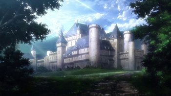 Movie still from “Attack on Titan” (2013), directed by Masashi Koizuka – An old castle is shown in the distance; Extreme Wide shot, Low angle