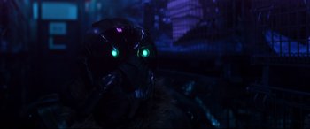 Movie still from “Spider-Man: Homecoming” (2017), directed by Jon Watts – The eyes of an alien creature; Close Up shot, Low angle