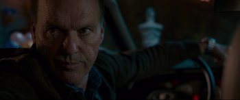 Movie still from “Spider-Man: Homecoming” (2017), directed by Jon Watts – A person in a car; Close Up shot, Low angle