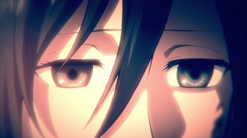 Movie still from “Attack on Titan” (2013), directed by Masashi Koizuka – View of the eyes of a person; Extreme Close Up shot, Overhead angle