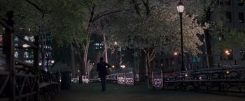 Movie still from “August Rush” (2007), directed by Kirsten Sheridan – A man standing in the grass at night; Extreme Wide shot, High angle
