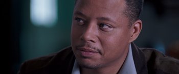 Movie still from “August Rush” (2007), directed by Kirsten Sheridan – A person with a beard and mustache; Close Up shot, Over the shoulder angle