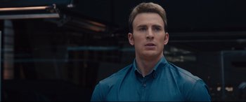 Movie still from “Avengers: Age of Ultron” (2015), directed by Joss Whedon – A person wearing a blue shirt; Close Up shot, Low angle