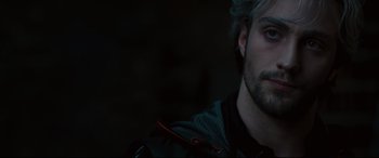 Movie still from “Avengers: Age of Ultron” (2015), directed by Joss Whedon – A person wearing a jacket; Close Up shot, Over the shoulder angle