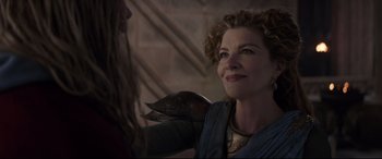 Movie still from “Avengers: Endgame” (2019), directed by Anthony Russo – A person with a sword; Close Up shot, Over the shoulder angle