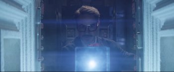 Movie still from “Avengers: Endgame” (2019), directed by Anthony Russo – A man is looking at a computer screen; Close Up shot, Low angle