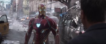 Movie still from “Avengers: Infinity War” (2018), directed by Anthony Russo – Medium shot, Low angle